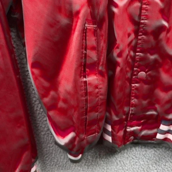 Ohio State Buckeyes Jacket Mens XL Red Satin Snap Bomber NCAA College Football